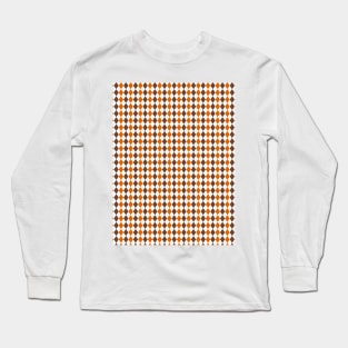 Brown Orange and White Argyle Pattern Diamond Checks Long Sleeve T-Shirt